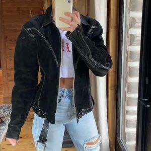 Black suede oversized vintage jacket